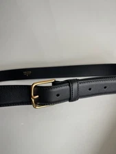 The Row Men's Leather Belt Black Gold Buckle Size L Luxury