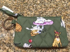 NEW Vera Bradley DOG PARK Zip ID Case Wallet Change Purse KeyRing Exact