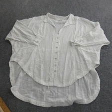 We The Free Shirt Womens Large White Gauze Cotton Hi Low Tunic Boho Top