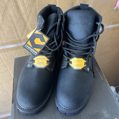 Men's CHINOOK FOOTWEAR Oil Rigger Leather Upper Ankle Shoes Boots Black Size 12