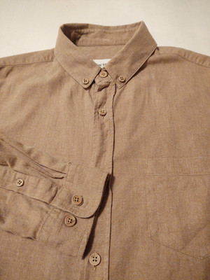 OCTOBRE Editions Button Front 100% SOFT Cotton (M) Brown Long Sleeve Shirt
