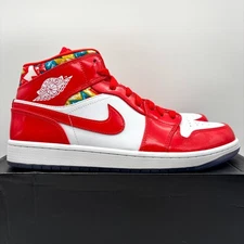 Nike Air Jordan 1 Mid Barcelona Sweater Red Patent Shoes US 11 Men's DC7294-600