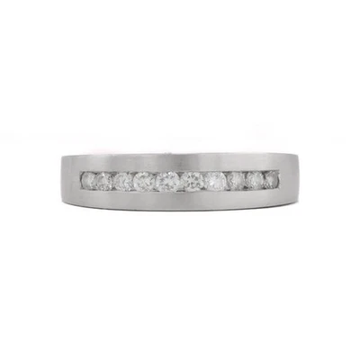 Ring Bandring mit 10 Brillanten Diamanten 0,50 ct. in 950 er Platin 63 top - Bild 1 von 4