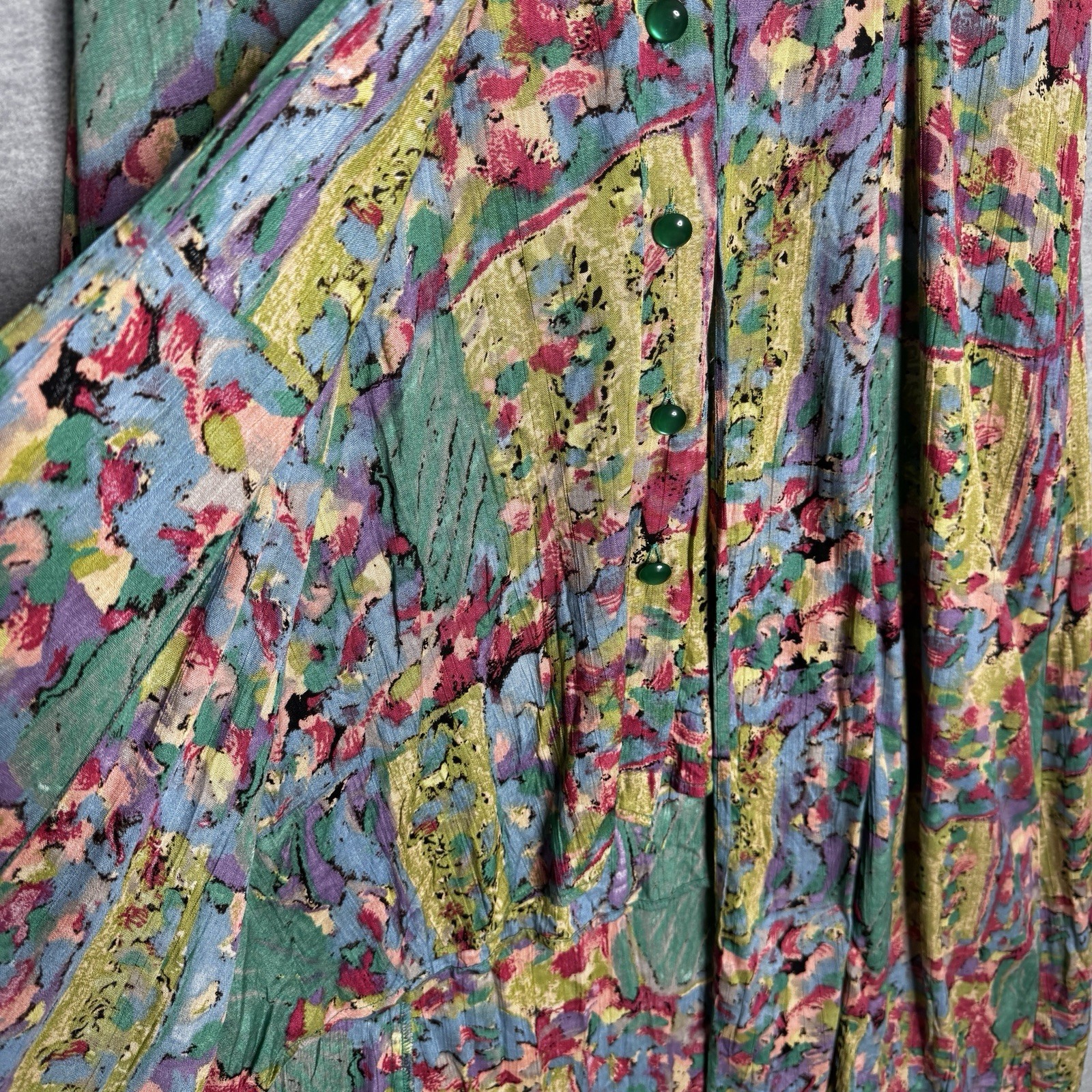 Vintage Dress-U By Sharon Maxi Dress Size 20 Artsy Print Sleeveless 90s Ruffle