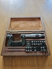 Tesa 0-1" External Thread Micrometer In Case + Anvils