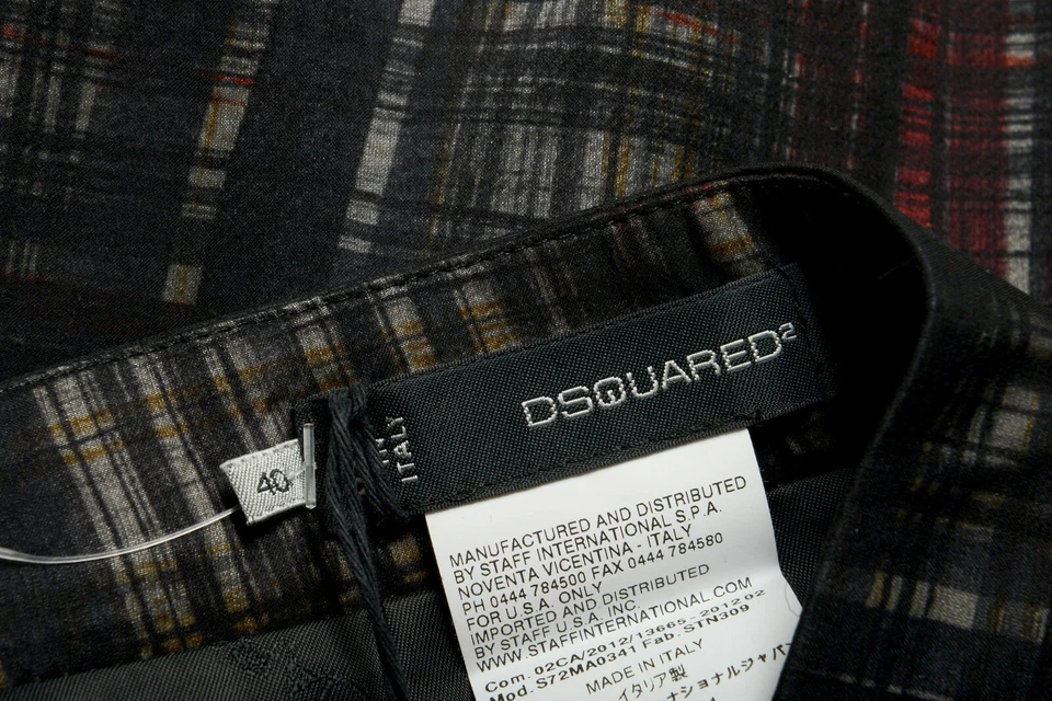 Falda lápiz a cuadros 100 % seda multicolor para mujer Dsquared2 EE. UU. M IT 42 Foto 4 de 4