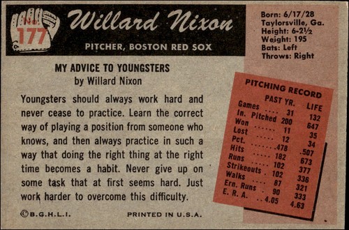 1955 Bowman #177 Willard Nixon - Picture 2 of 2
