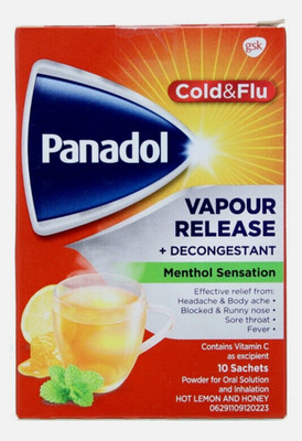 Panadol Cold And Flu Lemon, Honey Vapour Release, Menthol Sensation - 10 Sachets