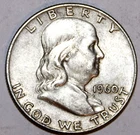1960-D Franklin Silver Half Dollar - Circulated - Extra Fine - #1128EB