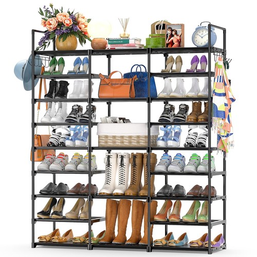 Kottwca 9-Tier Metal Shoe Rack Organizer for 50-55 Pairs - Space Saving Shoe ...