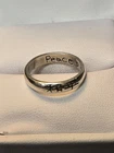 Vintage "PEACE" Letter Symbols Sterling Silver Band Ring - Size 6