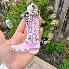 DIGITAL SVG Laser Cut File Cowboy Boot Ornament Car Hanger Glowforge Tested