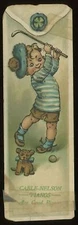 c1915 CABLE-NELSON PIANO CO EMBOSSED VICTORIAN TRADE CARD BOOKMARK  19-3