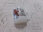 Vintage Glasbake Milk Glass Mug CM Paula 1981 Tell Them I'm in Conference Sports
