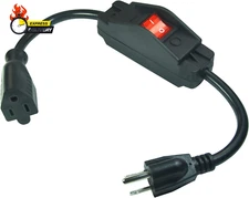 3-Prong Extension Cord，1625W Heavy Duty Short Extension Cable with on off Switch