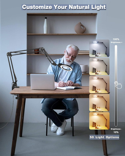 Magnifying Glass Light 10X 5X Swing Arm Desktop Stand Desk Lamp Close Work up fo - Picture 3 of 12