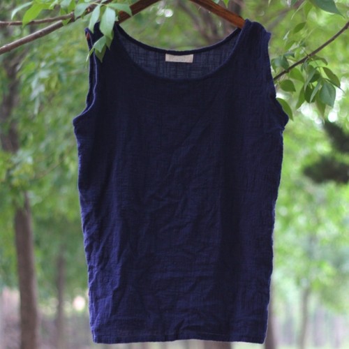 Lady Linen Cotton Tank Top Camisole Baggy Plain Sleeveless Basic T-shirts Casual - Picture 8 of 15