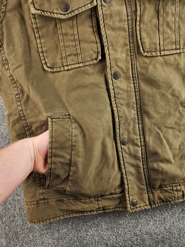 Levis kleine grüne Cargojacke durchgehender Reißverschluss Druckknopf gefüttert hoher Kragen Mantel Taschen Herren - Bild 7 von 23