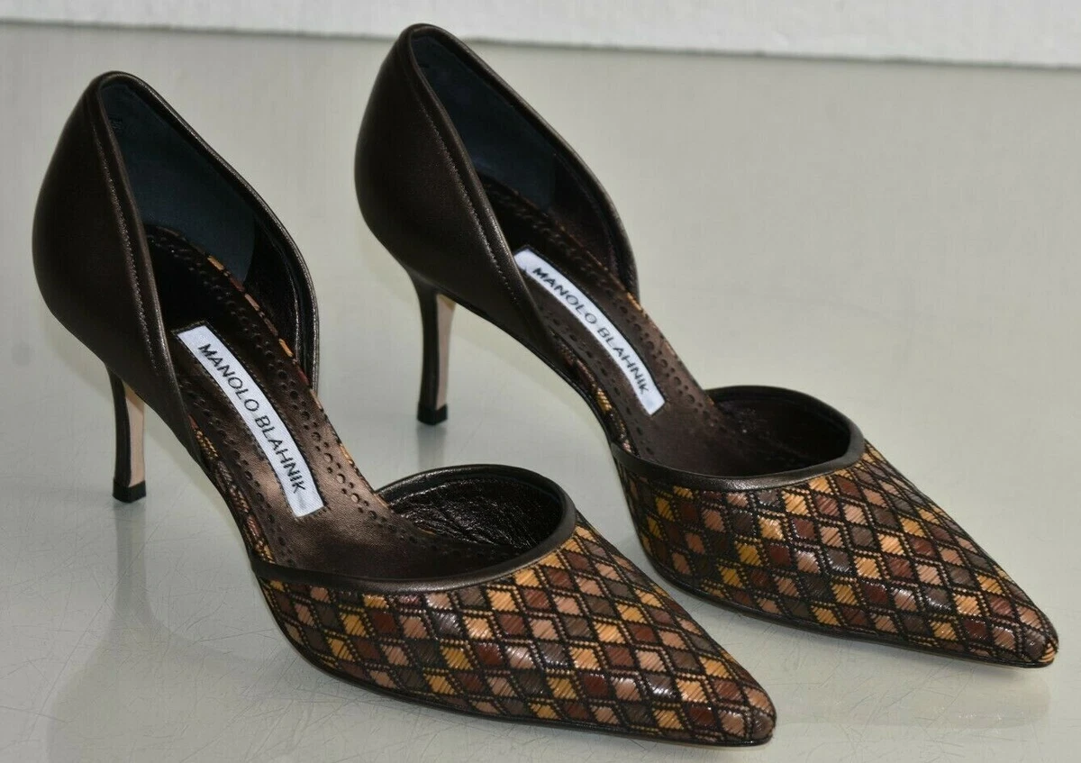 Neuf Manolo Blahnik Tayler Bibo 70 Dorsay Chaussures M tallique
