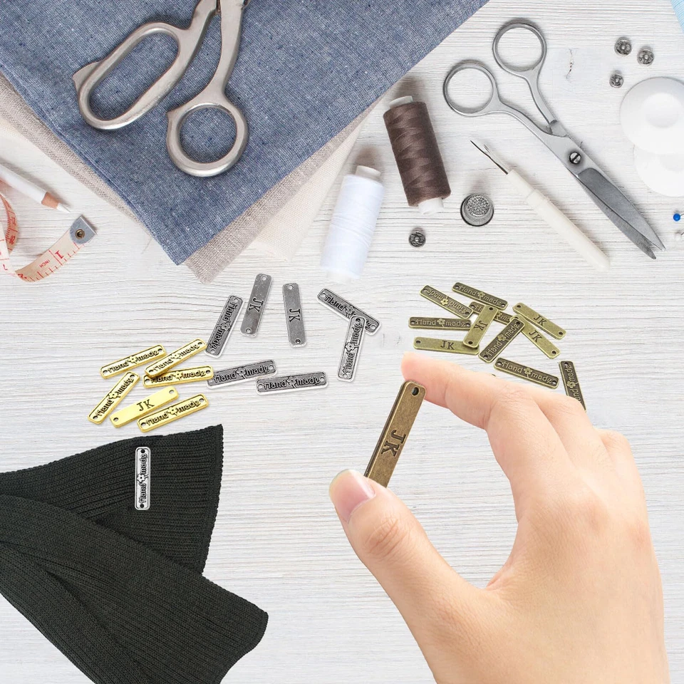 Handmade Label Metall 150 Stück Retro Handmade Tag Label Handmade Knöpfe Meta... - Bild 3 von 4