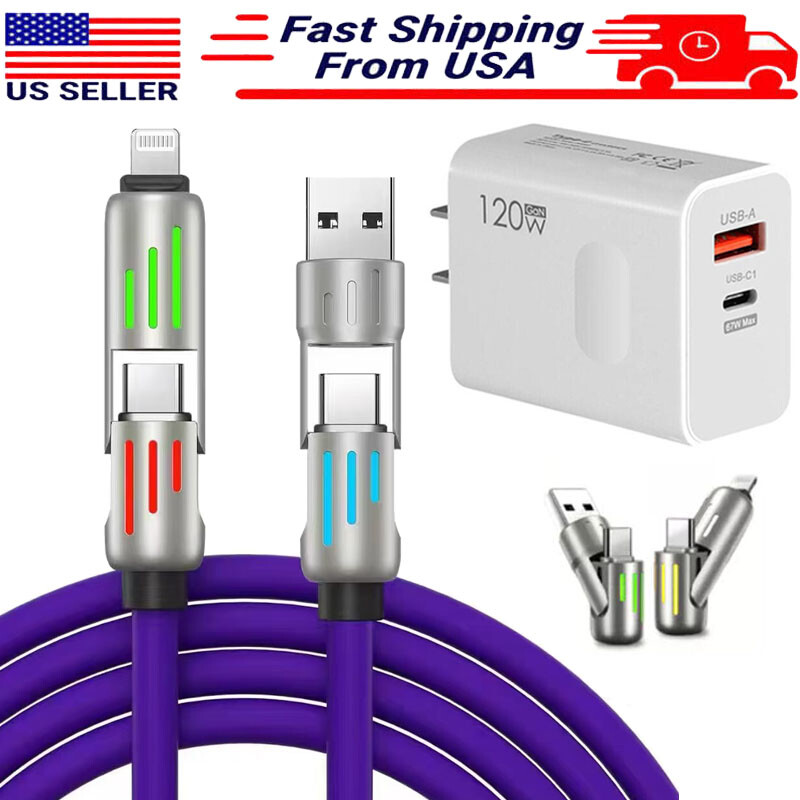 240W 4-in-1 USBC 4FT Fast Cable,120W Wall Charger For Samsung A15 A25 A35 A55 5G-image