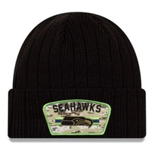 New Era Seattle Seahawks NFL Salute Service Black Knit Beanie Toboggan Cap Green