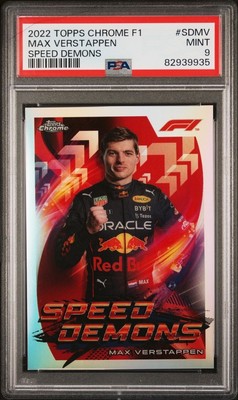 2022 Topps Chrome F1 Max Verstappen Speed Demons Silver Holo SP PSA 9   