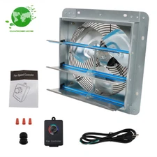 12"Shutter Exhaust Fan Industrial Speed Wall Mount Garage Shop Attic W/Controlle