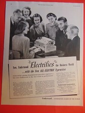 1947 UNDERWOOD Electrifies all New Electric Typewriter photo art print ad thumbnail
