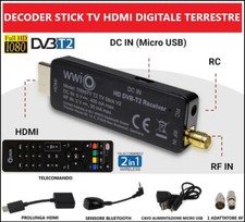 Decoder Digitale Terrestre Dvb-T2 HD HDMI Hevc H265 10 bit Mini Stick Ricevitore