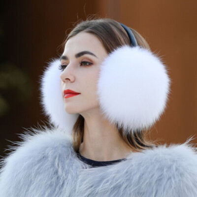 Real Fox Fur Earmuffs Large Ear Muffs Earflap Real Sheepskin