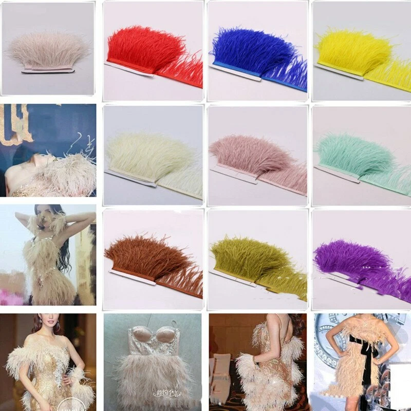 Faux Ostrich Feather Trim 8-10Cm Plumes Ribbon for Diy Craft Clothing  Sewing 10M