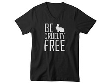 Men's V-Neck Be Cruelty Free Shirt Stop Animal Testing Vegan Vegetarian Tee