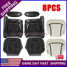 Front Leather Seat Cover Gray Foam Cushion For 1999-2002 Chevy Silverado 8PCS