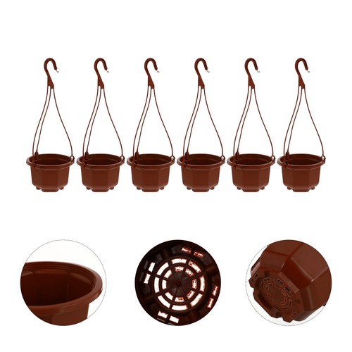 6 Sets Flower Pots Indoor Hanging Planters Chlorophytum Railing Basket