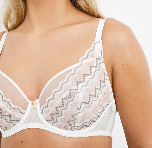 Freya Festival Vibe Bra Size 30F White Coral Underwired High Apex Plunge 5621 - Picture 2 of 12