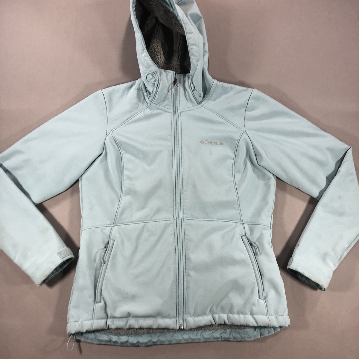 Columbia Full Zip Jacket Hooded Omni-Wind Block Sherpa Lined