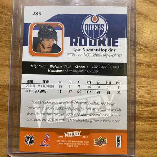 2011-12 Upper Deck Victory - Black #289 Ryan Nugent-Hopkins (RC) - Picture 2 of 6