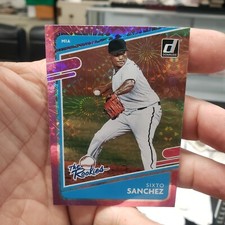 2021 Panini Donruss The Rookies Pink Fireworks Sixto Sanchez Rc # 8