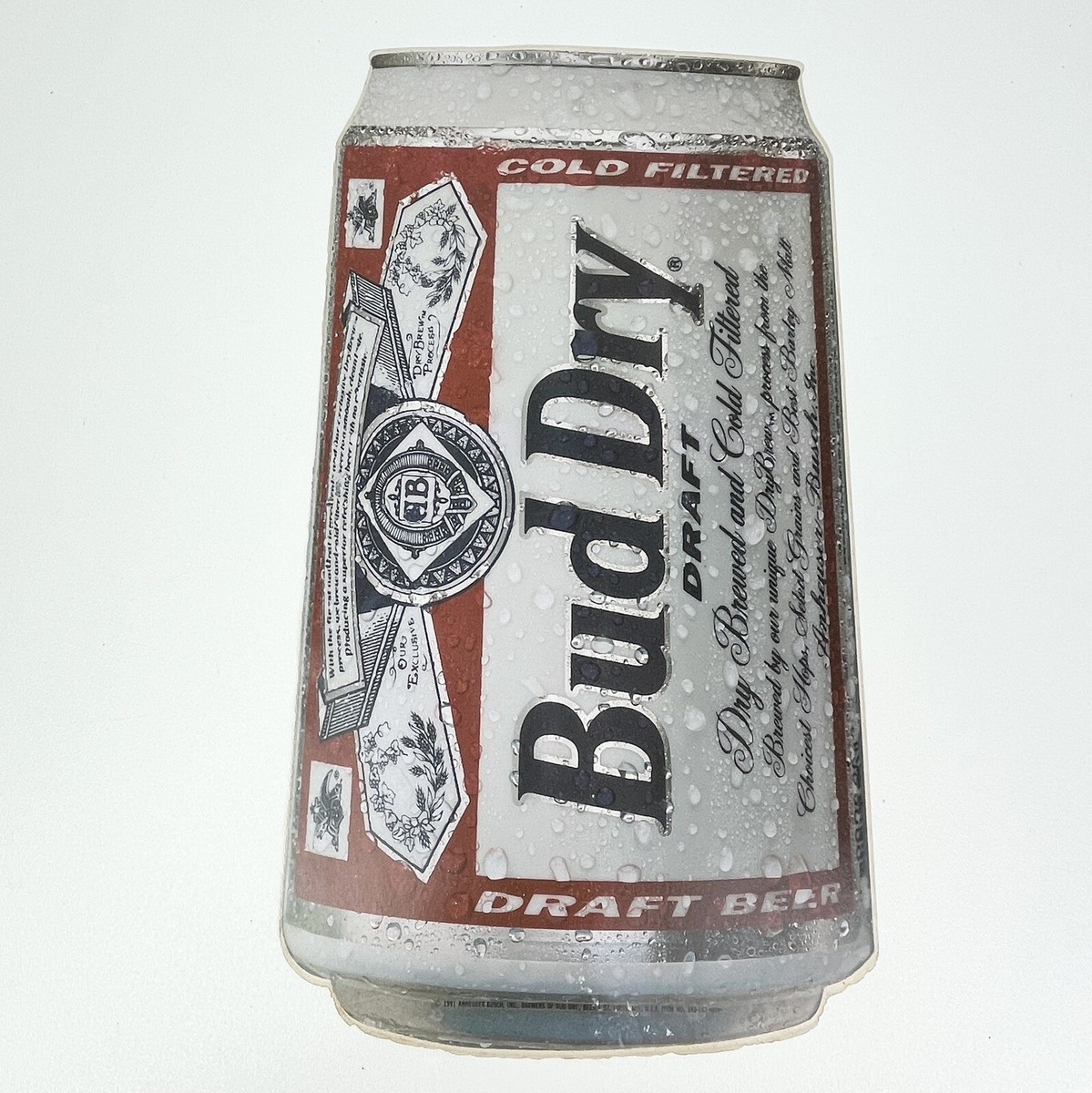 Vintage 1991 Budweiser Bud Dry Beer Can Poster Print Ad Draft 14.5