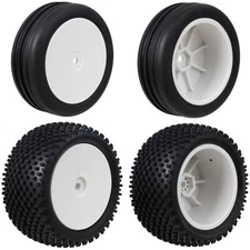 1/10 RC Front Rear Wheel Rims and Rubber Tires for Tamiya DF-02 SRX4 Tekno EB410