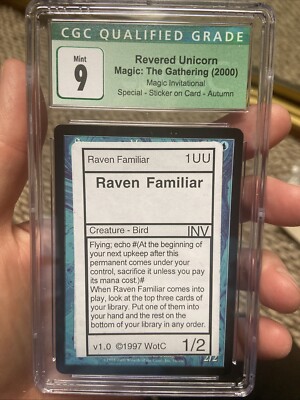 mtg invitational winner cards Raven Familiar MTG Invitational Playtest Card CGC Graded Misprint/Rarity