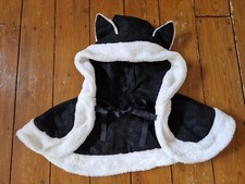 Cute Lolita Cat Ear Hooded Cape Cloak Kawaii Harajuku Black Fluffy Warm Japanese