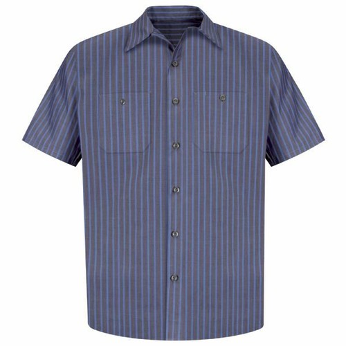 Red Kap Work Shirt Poplin Stripe 2 Pocket Men's Industrial Uniform - Picture 9 of 24