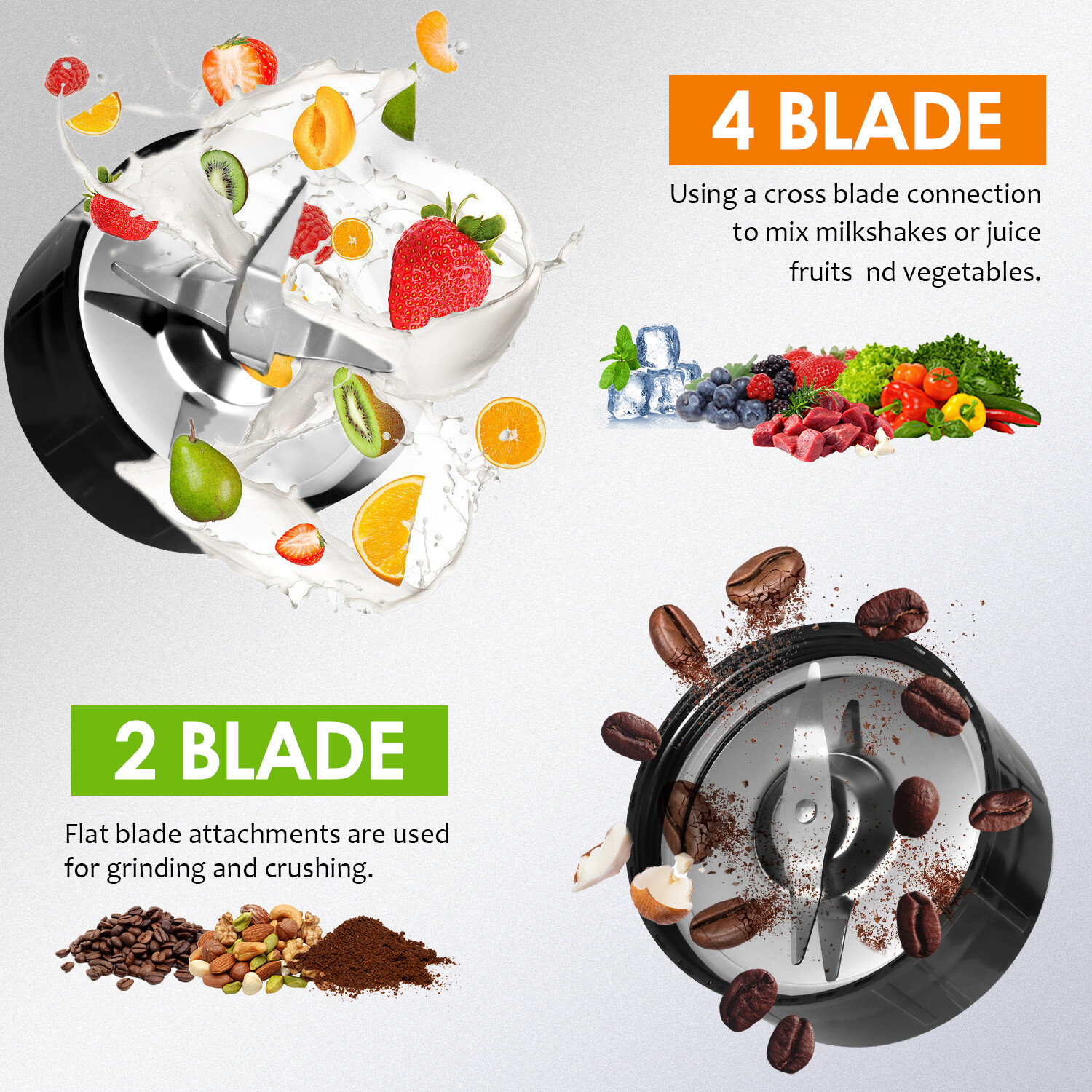 Electric Blender Coffee Grinder Smoothie Maker Juicer Mixer Food