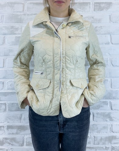 Woolrich Womens Quilted Light Beige Zip Up Winter Jacket Hooded Size L Nylon - Picture 14 of 20