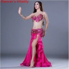 Dancer's Vitality Women Elegant Belly Dance 2pcs Bra Skirt Ballroom Dance Suit