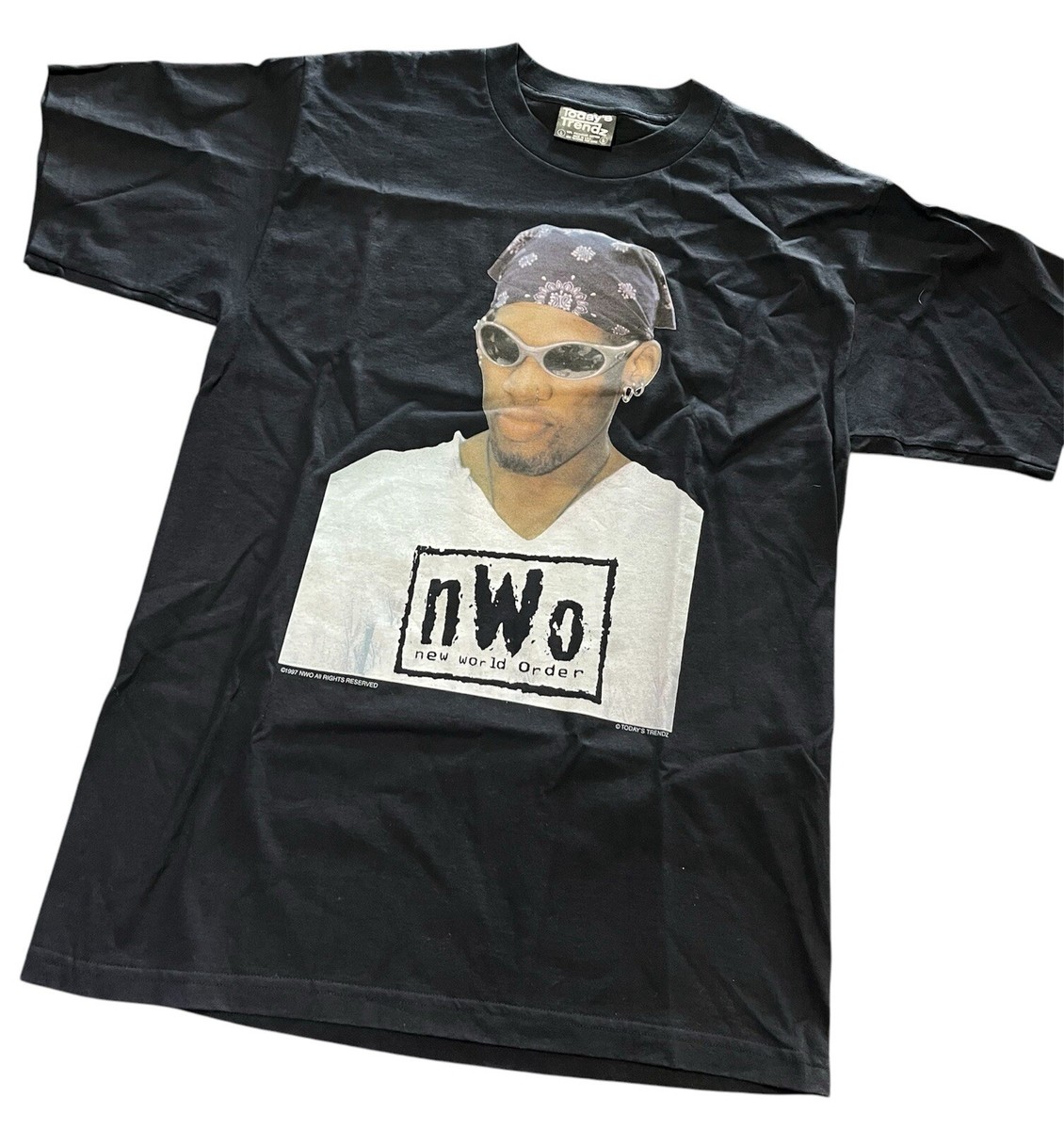 1997 Vintage NWO Dennis Rodman Todays Trend Tag Single 1997 Vintage NWO Dennis Rodman Todays Trend Tag Single