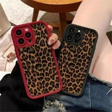 Leopard Print Soft Case for iPhone 11 12 13 14 15 16 Pro Max XS XR 8 Plus Cover