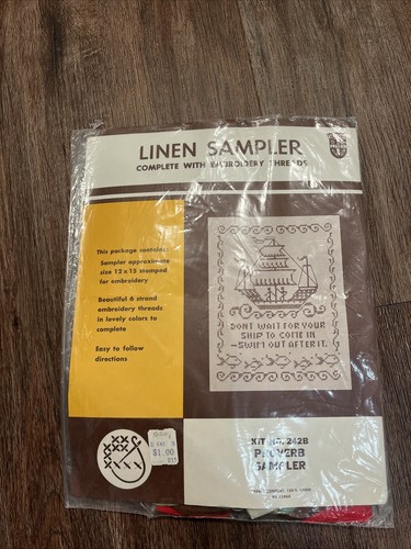 Vintage Belgian Linen “Proverb Sampler” Cross Stitch Kit No. 242B